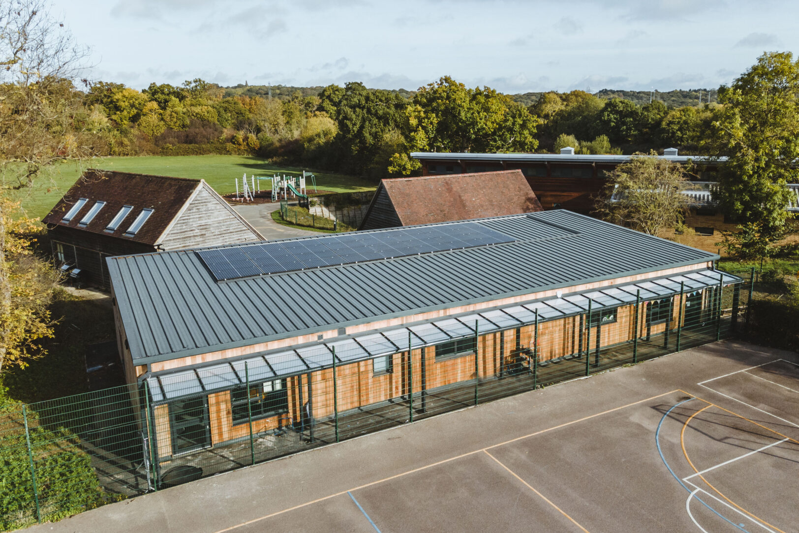 Broadfields Primary School project by, Net Zero Panels, External view of the school